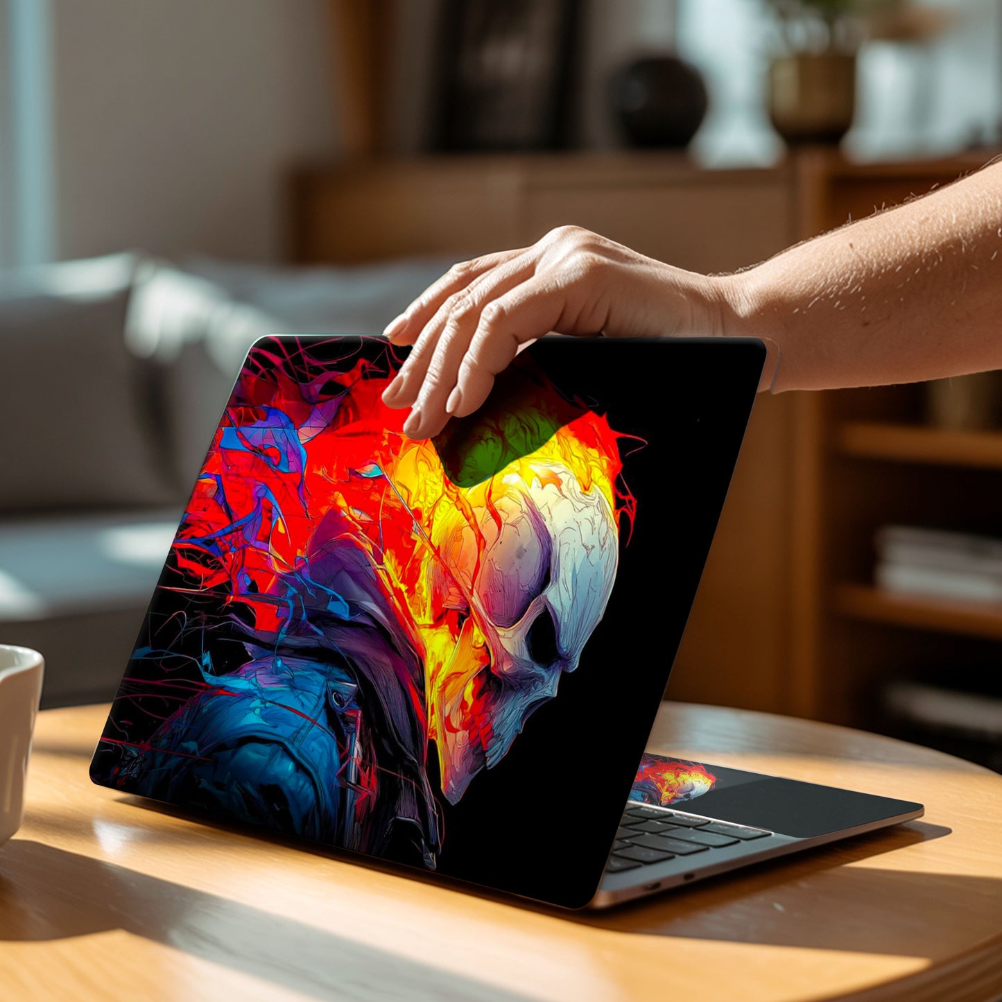 Hellfire Skull Neon Abstract Aesthetic Laptop Skin
