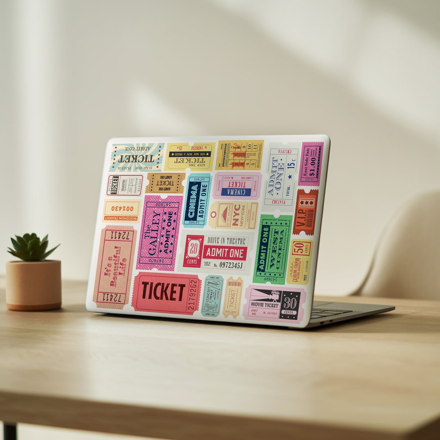 Retro Movie Ticket Vinyl Laptop Skin