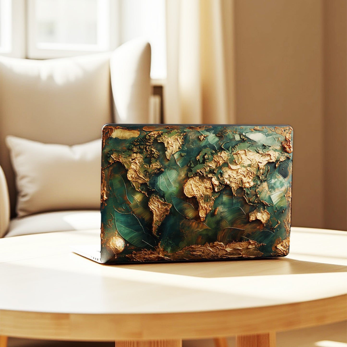 3D Texture Gold Map Luxury Laptop Skin
