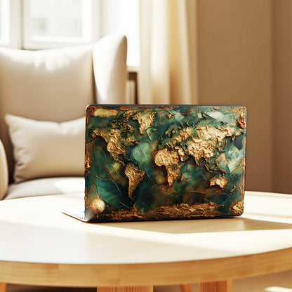 3D Texture Gold Map Luxury Laptop Skin