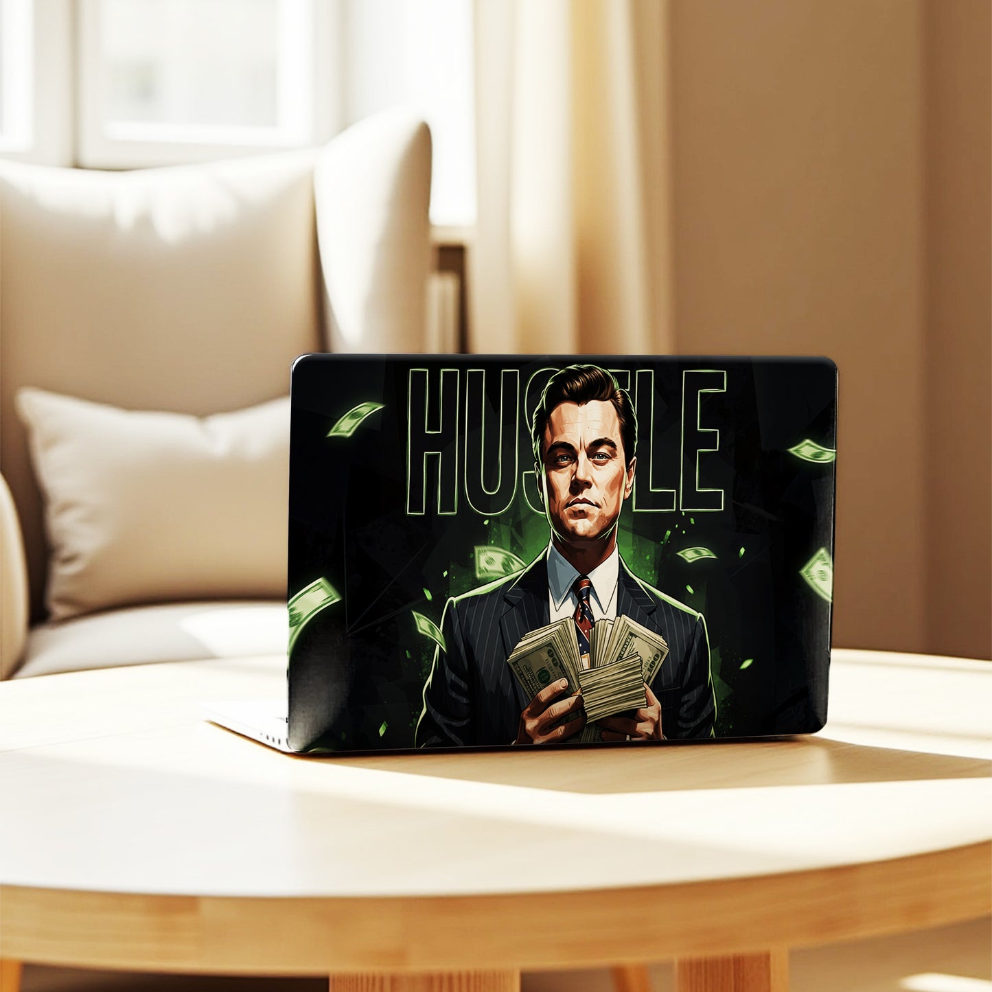 Hustle & Cash Neon Green Motivation Aesthetic Laptop Skin