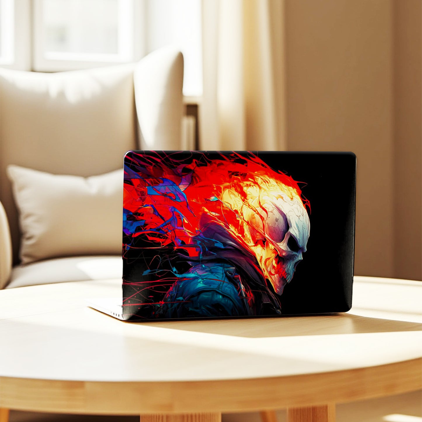Hellfire Skull Neon Abstract Aesthetic Laptop Skin