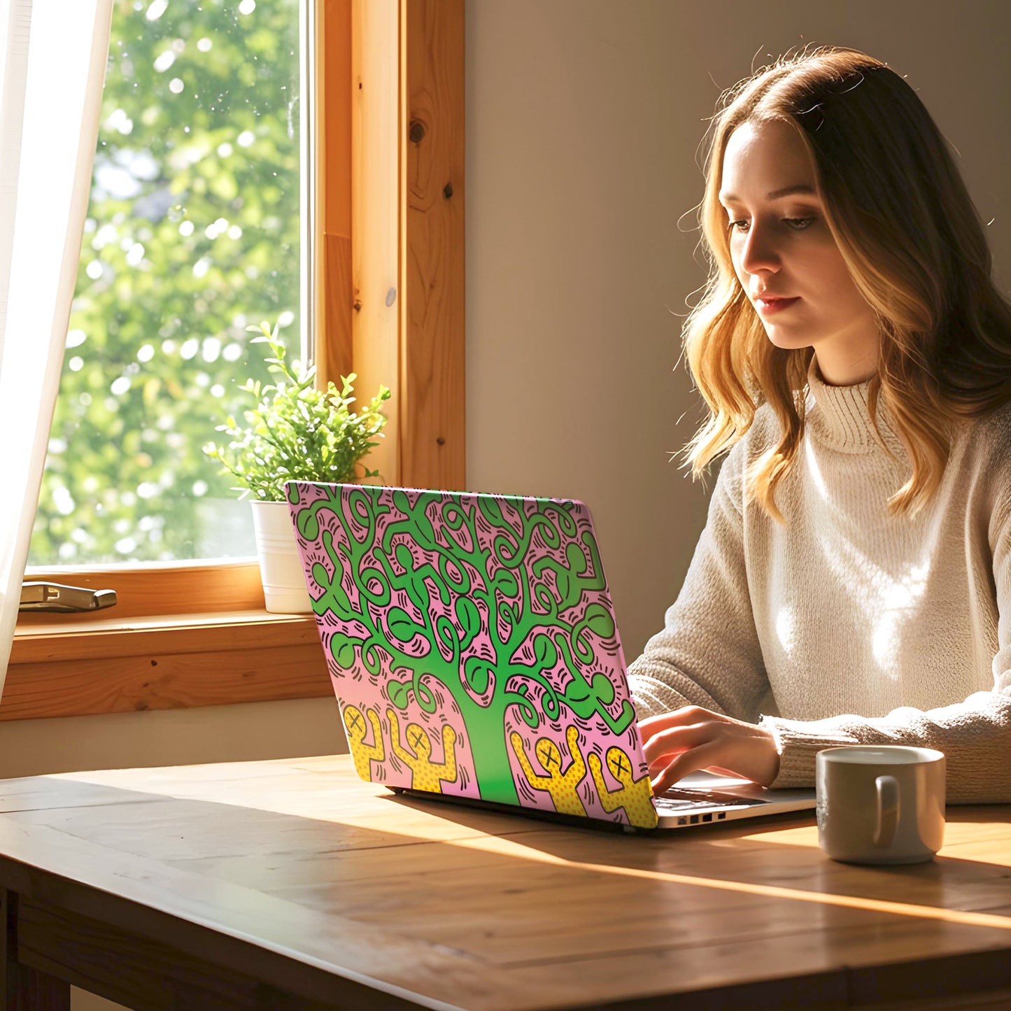 Abstract Tree Pop Art Pink Laptop Skin
