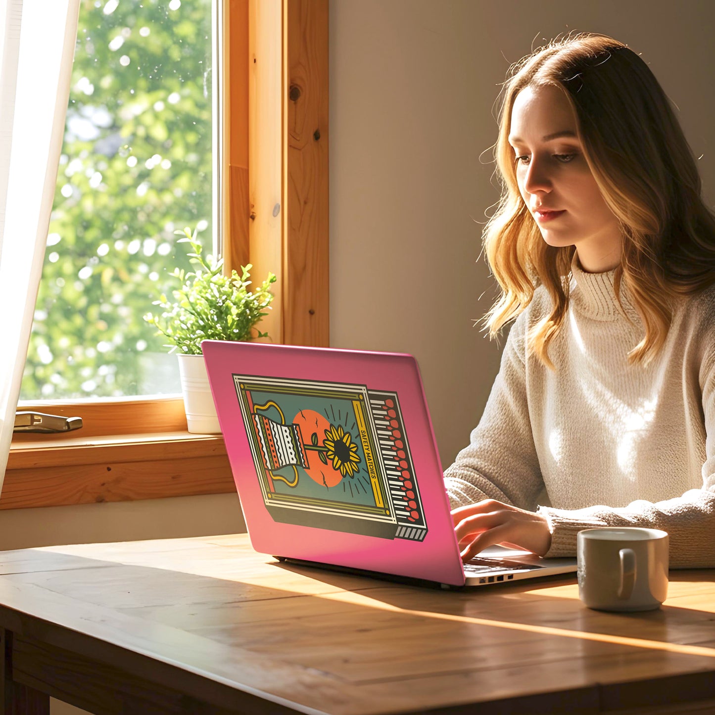 Matchbox & Sunflower Hot Pink Laptop Skin