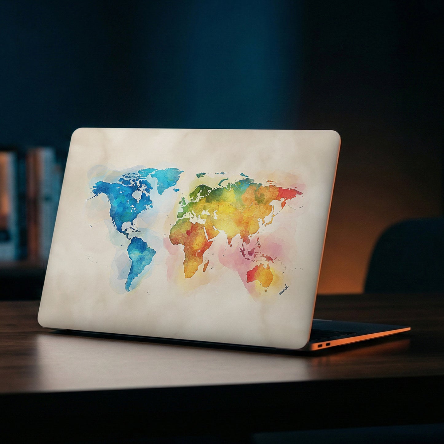 Watercolor World Map Artistic Laptop Skin