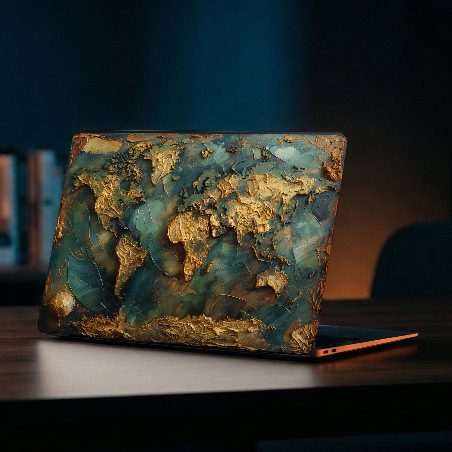 3D Texture Gold Map Luxury Laptop Skin