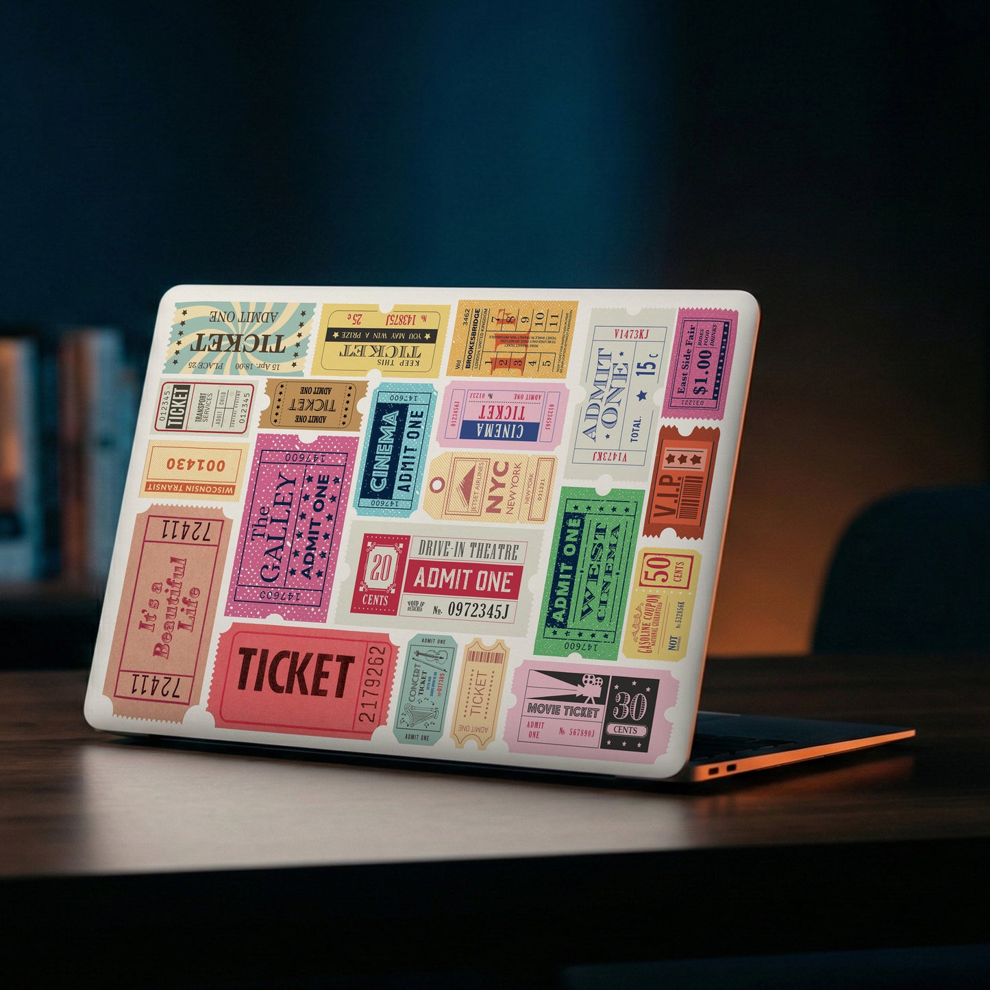 Retro Movie Ticket Vinyl Laptop Skin