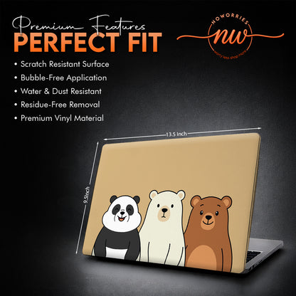 Three Cute Bears Kawaii Illustration Laptop Skin