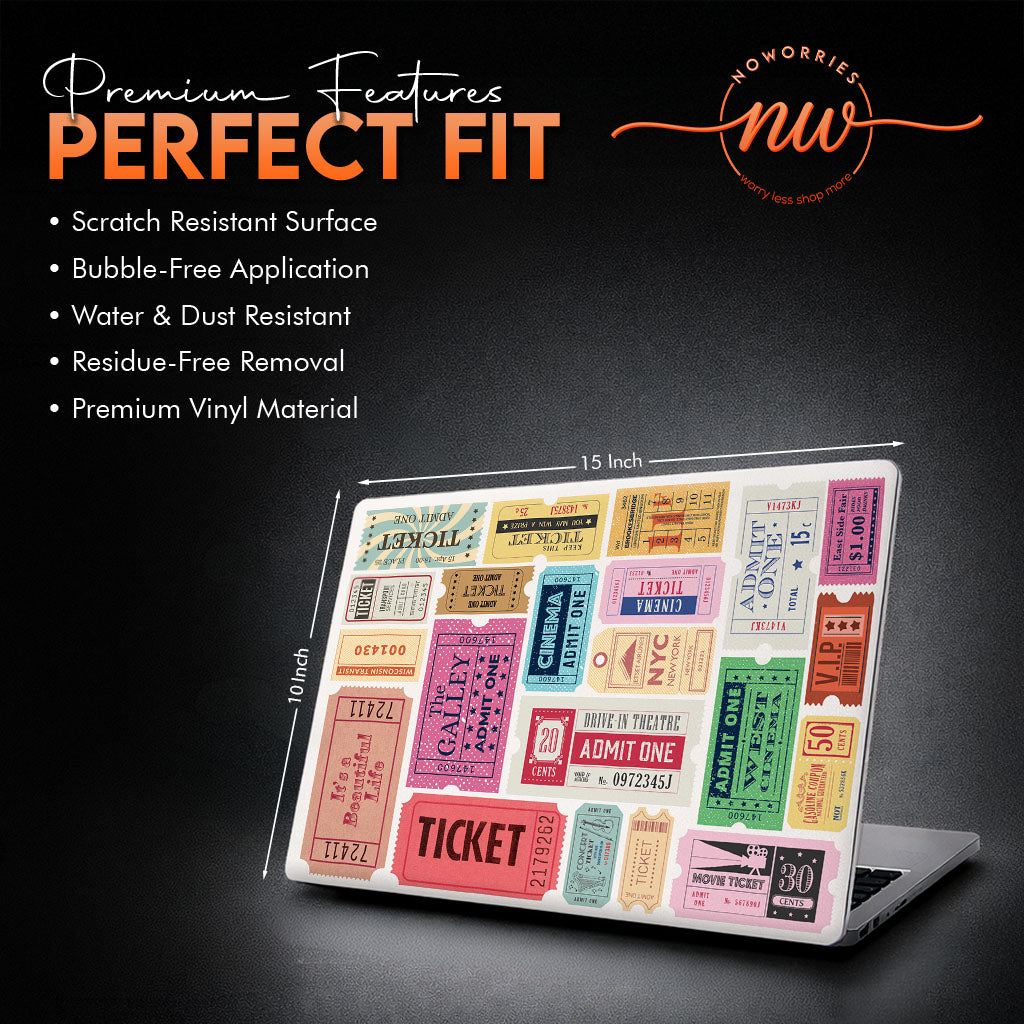 Retro Movie Ticket Vinyl Laptop Skin