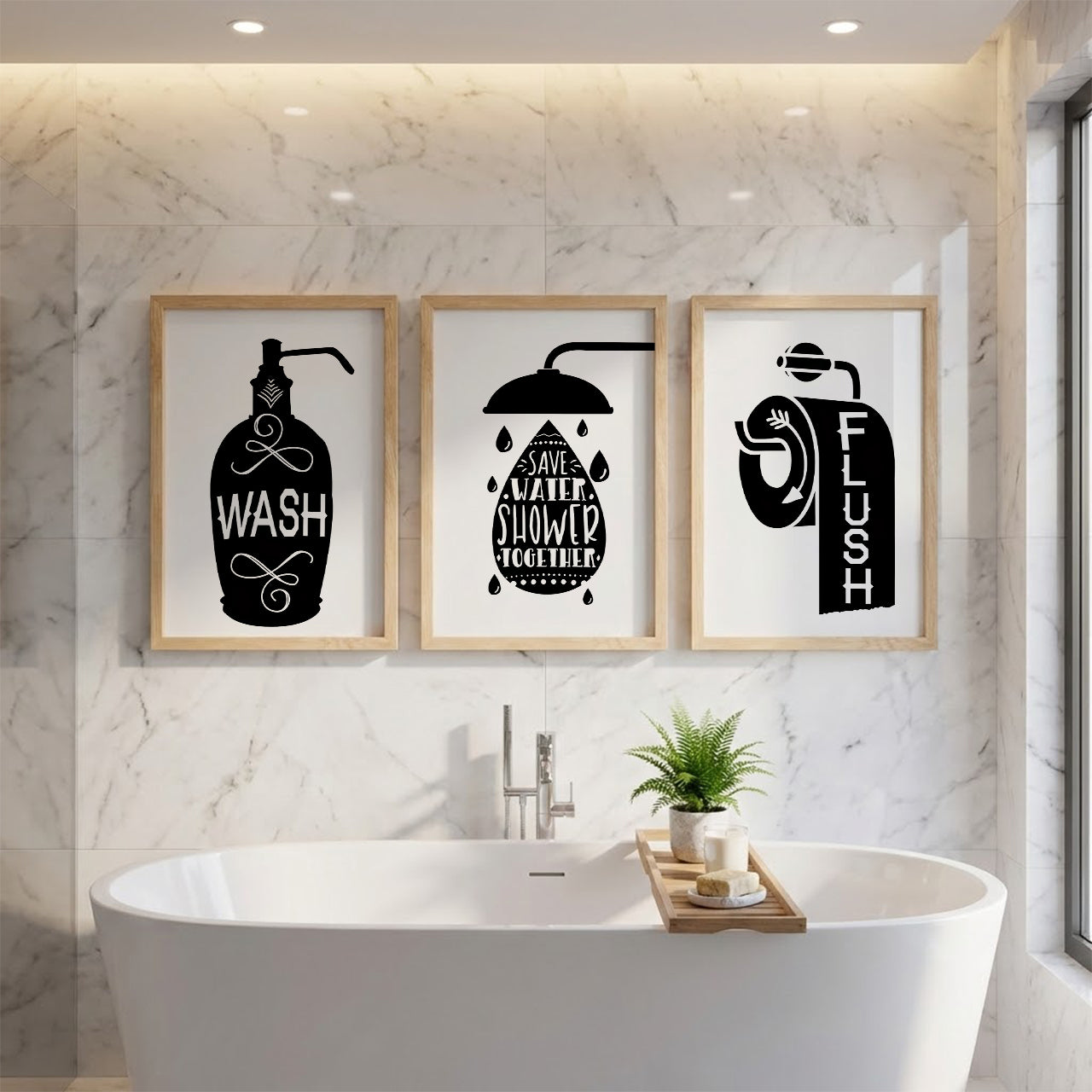 Funny Bathroom Quotes Wall Frames Set of 3
