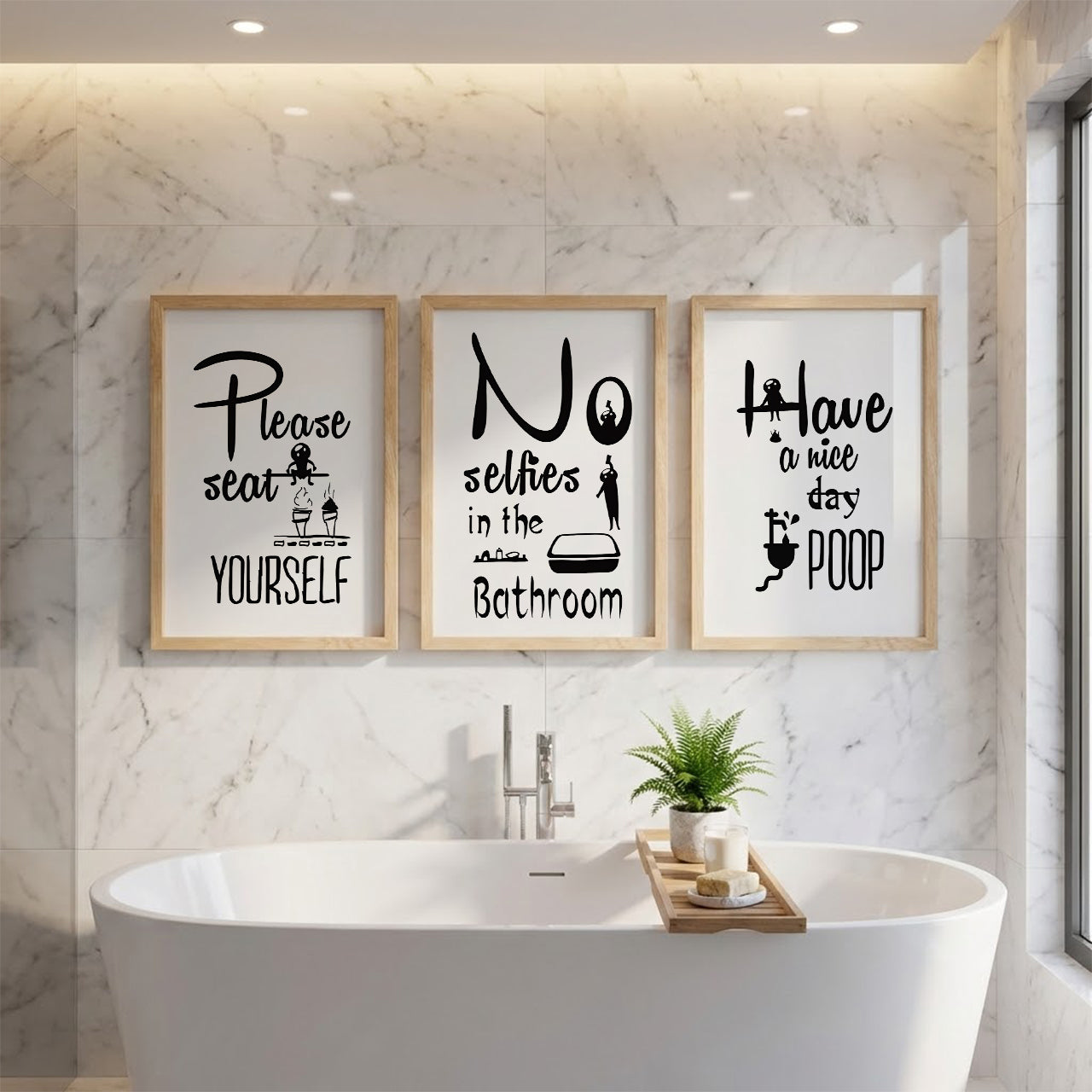 Humorous Toilet Rules Wall Art Set of 3