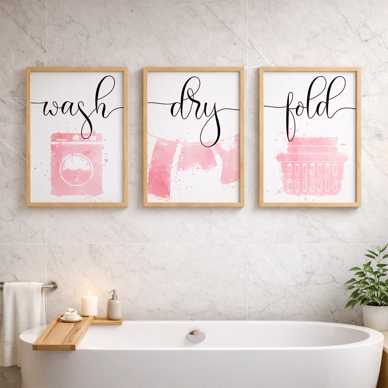 Wash Dry Fold Laundry Wall Frames Set of 3