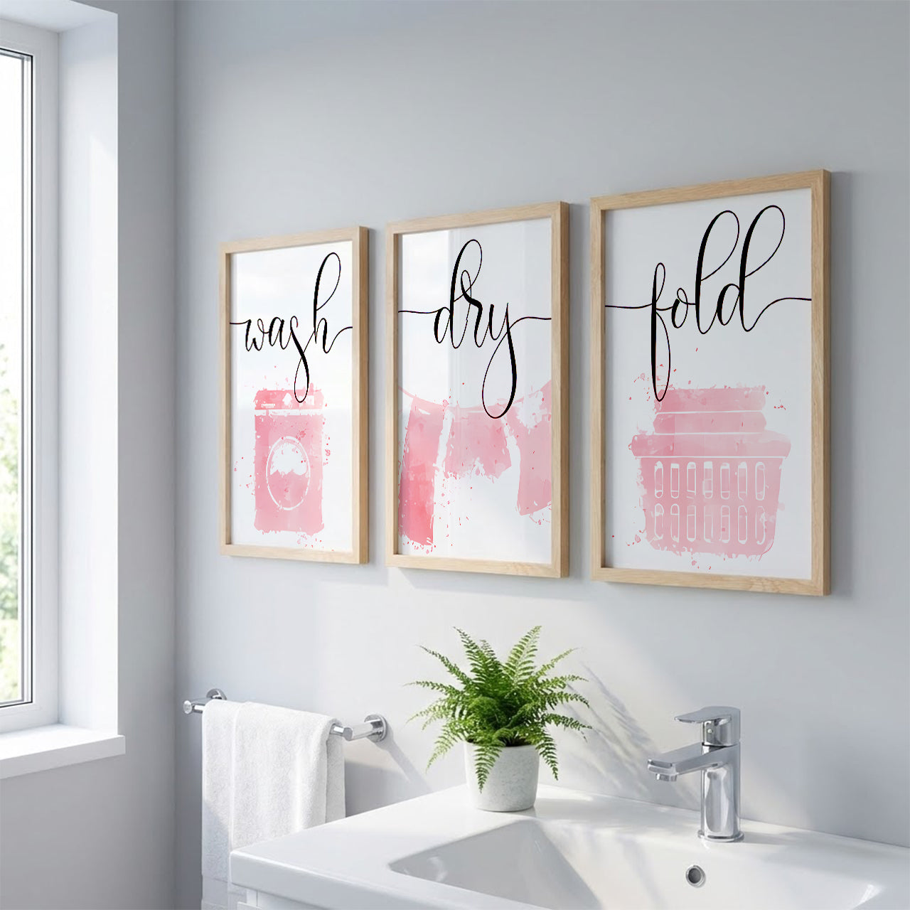 Wash Dry Fold Laundry Wall Frames Set of 3