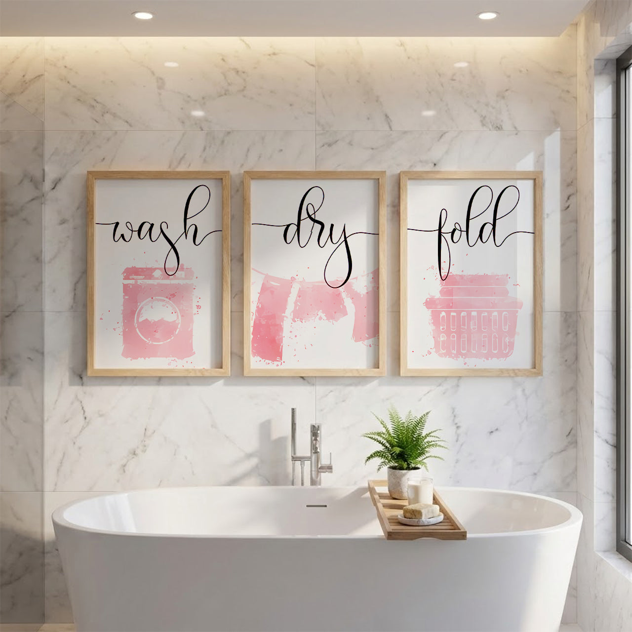 Wash Dry Fold Laundry Wall Frames Set of 3