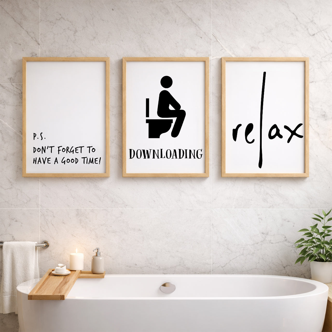 Relax Bathroom Quotes Wall Frames Set of 3