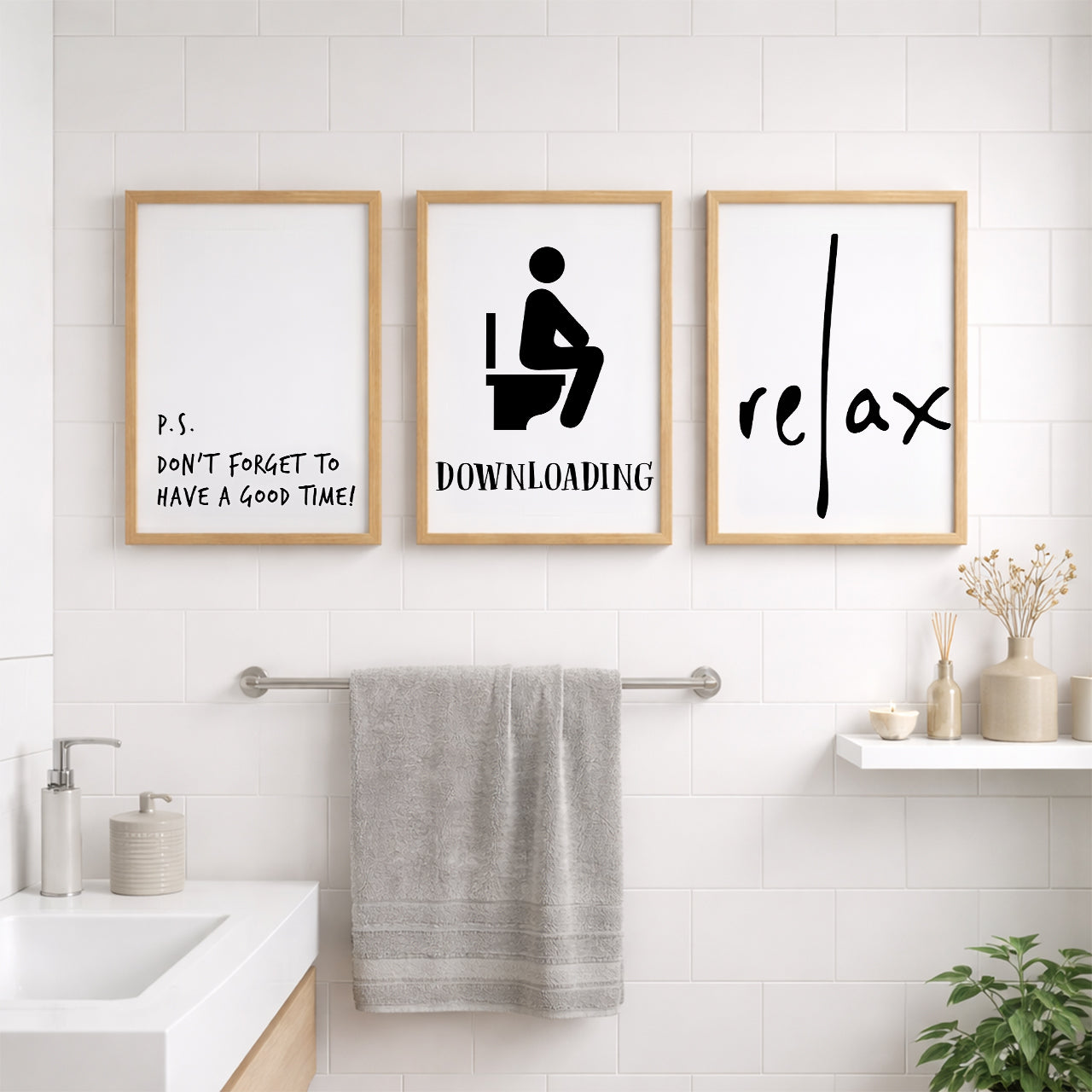 Relax Bathroom Quotes Wall Frames Set of 3