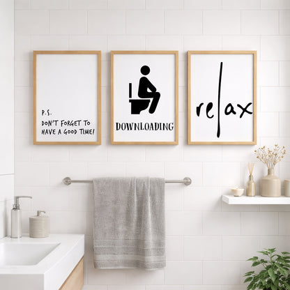 Relax Bathroom Quotes Wall Frames Set of 3