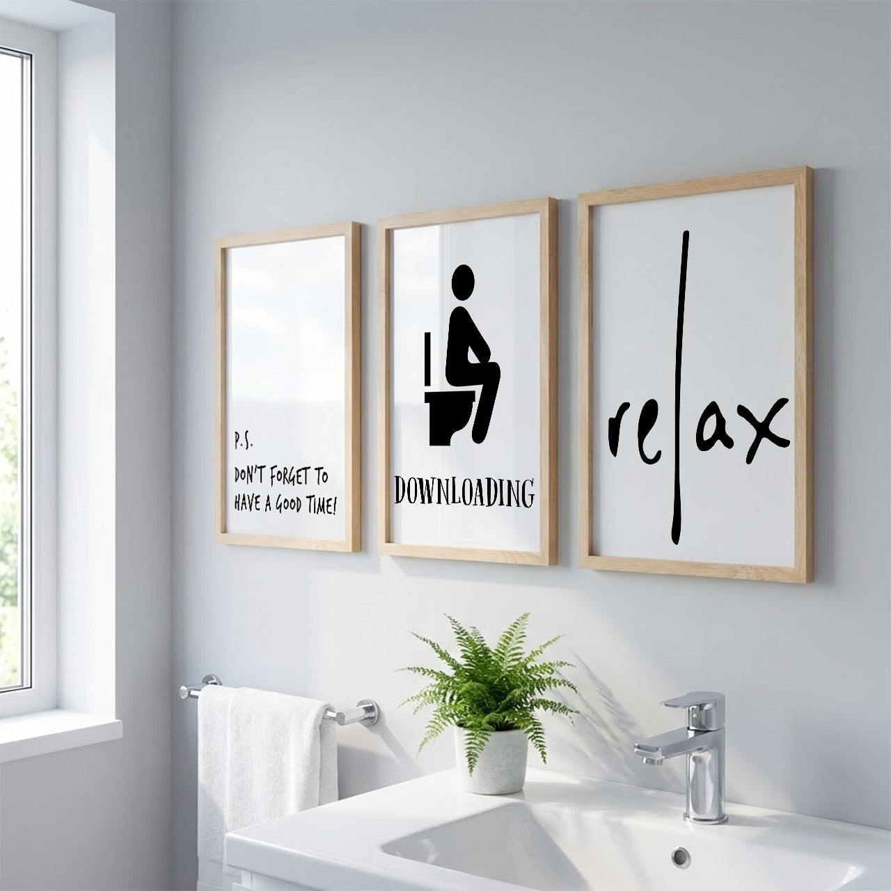 Relax Bathroom Quotes Wall Frames Set of 3