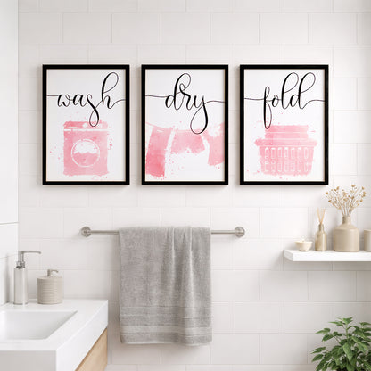 Wash Dry Fold Laundry Wall Frames Set of 3
