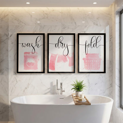 Wash Dry Fold Laundry Wall Frames Set of 3
