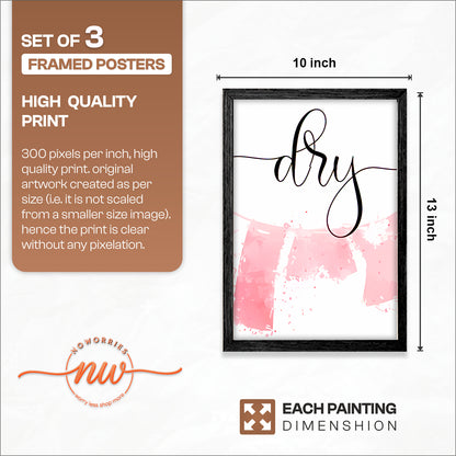 Wash Dry Fold Laundry Wall Frames Set of 3