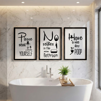 Humorous Toilet Rules Wall Art Set of 3