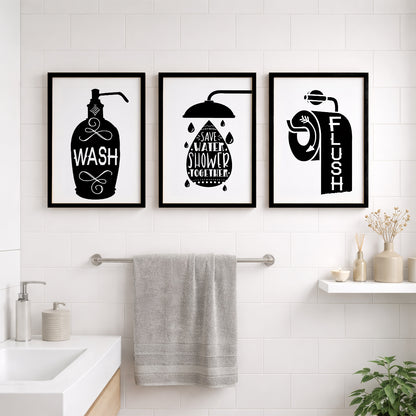 Funny Bathroom Quotes Wall Frames Set of 3