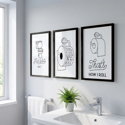 Funny Toilet Humor Wall Frames Set of 3