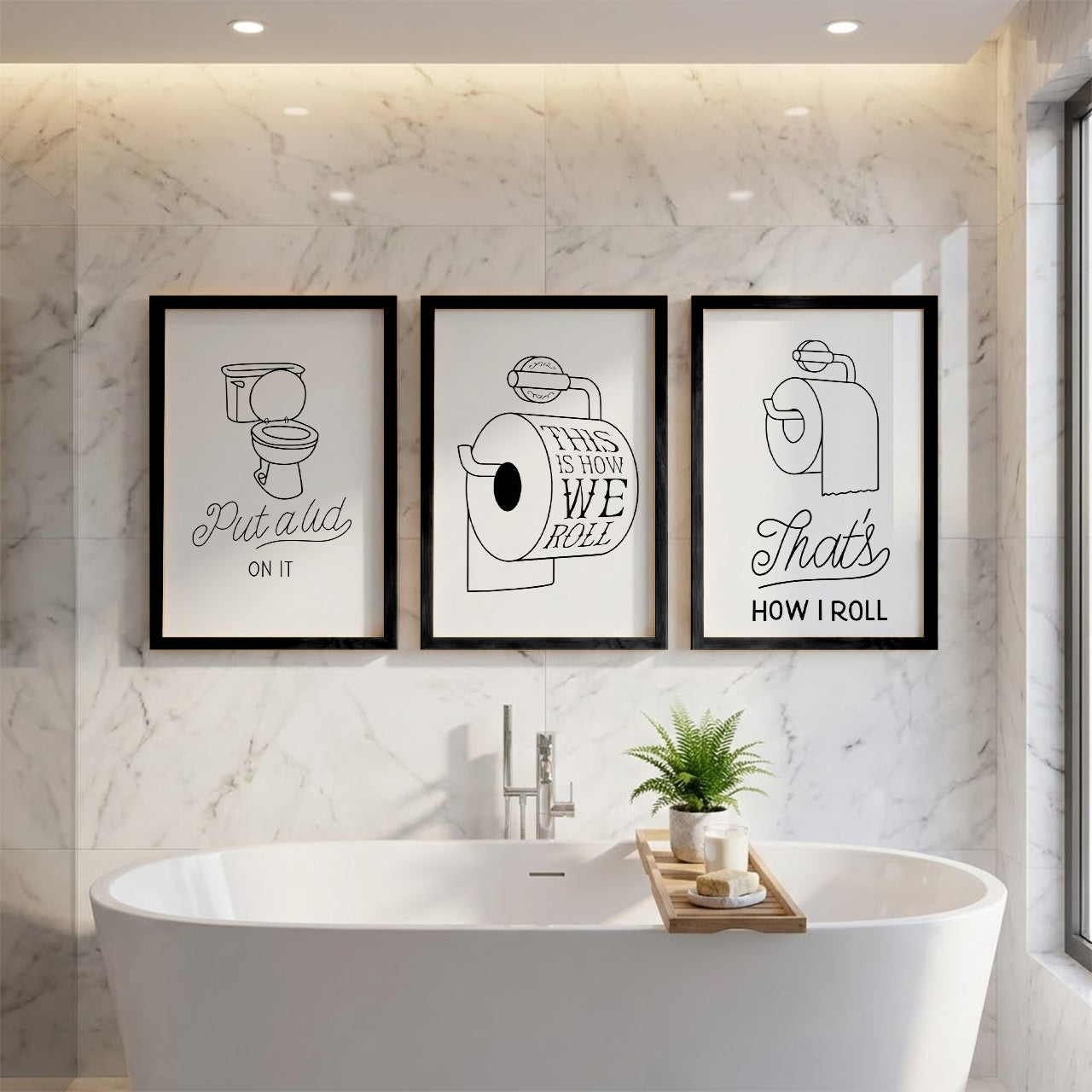 Funny Toilet Humor Wall Frames Set of 3