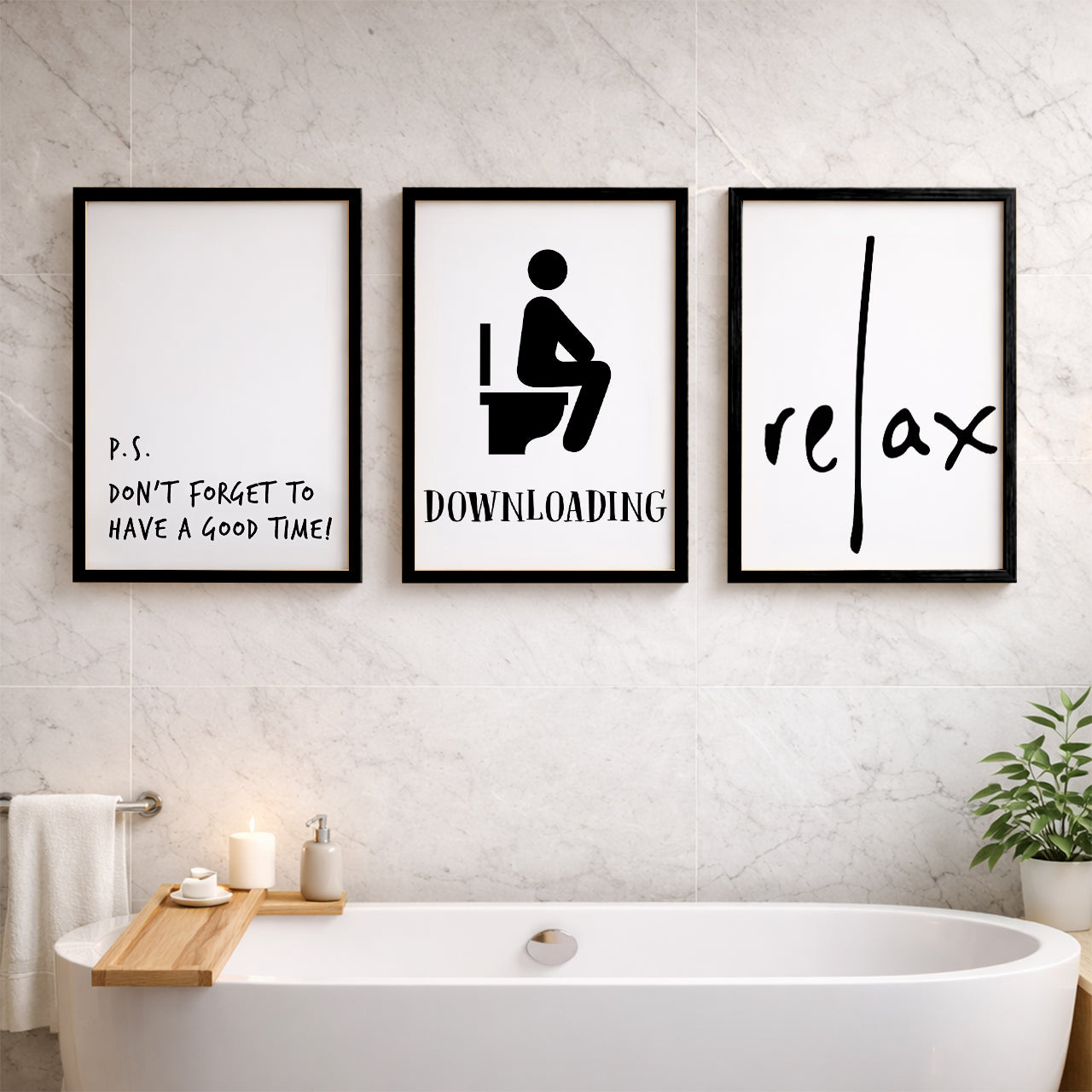 Relax Bathroom Quotes Wall Frames Set of 3