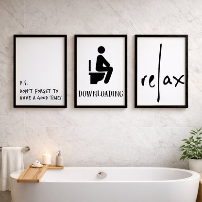 Relax Bathroom Quotes Wall Frames Set of 3