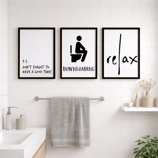 Relax Bathroom Quotes Wall Frames Set of 3