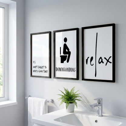 Relax Bathroom Quotes Wall Frames Set of 3