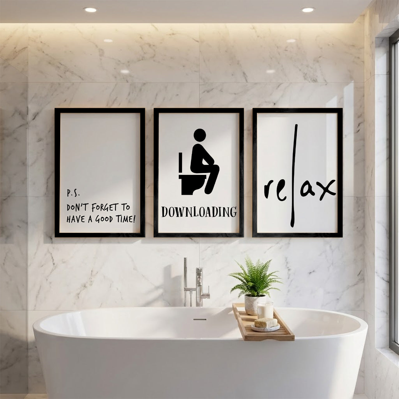 Relax Bathroom Quotes Wall Frames Set of 3
