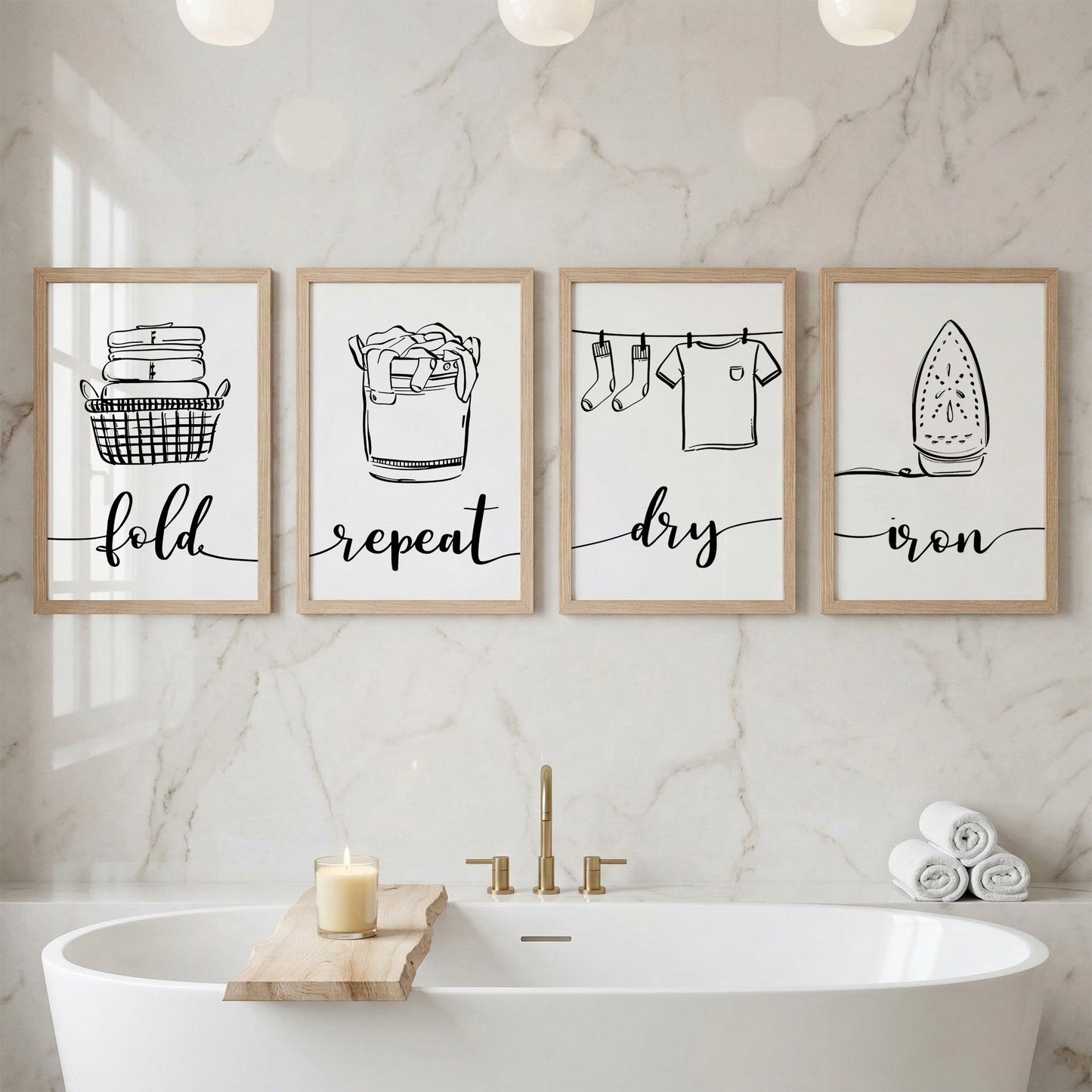 Laundry Routine Wall Frames Set of 4