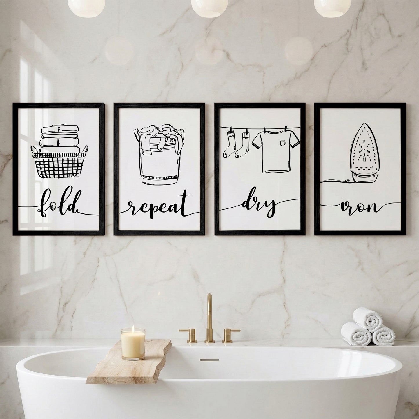 Laundry Routine Wall Frames Set of 4