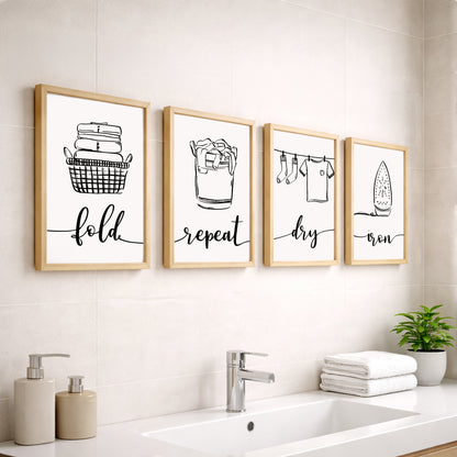 Laundry Routine Wall Frames Set of 4
