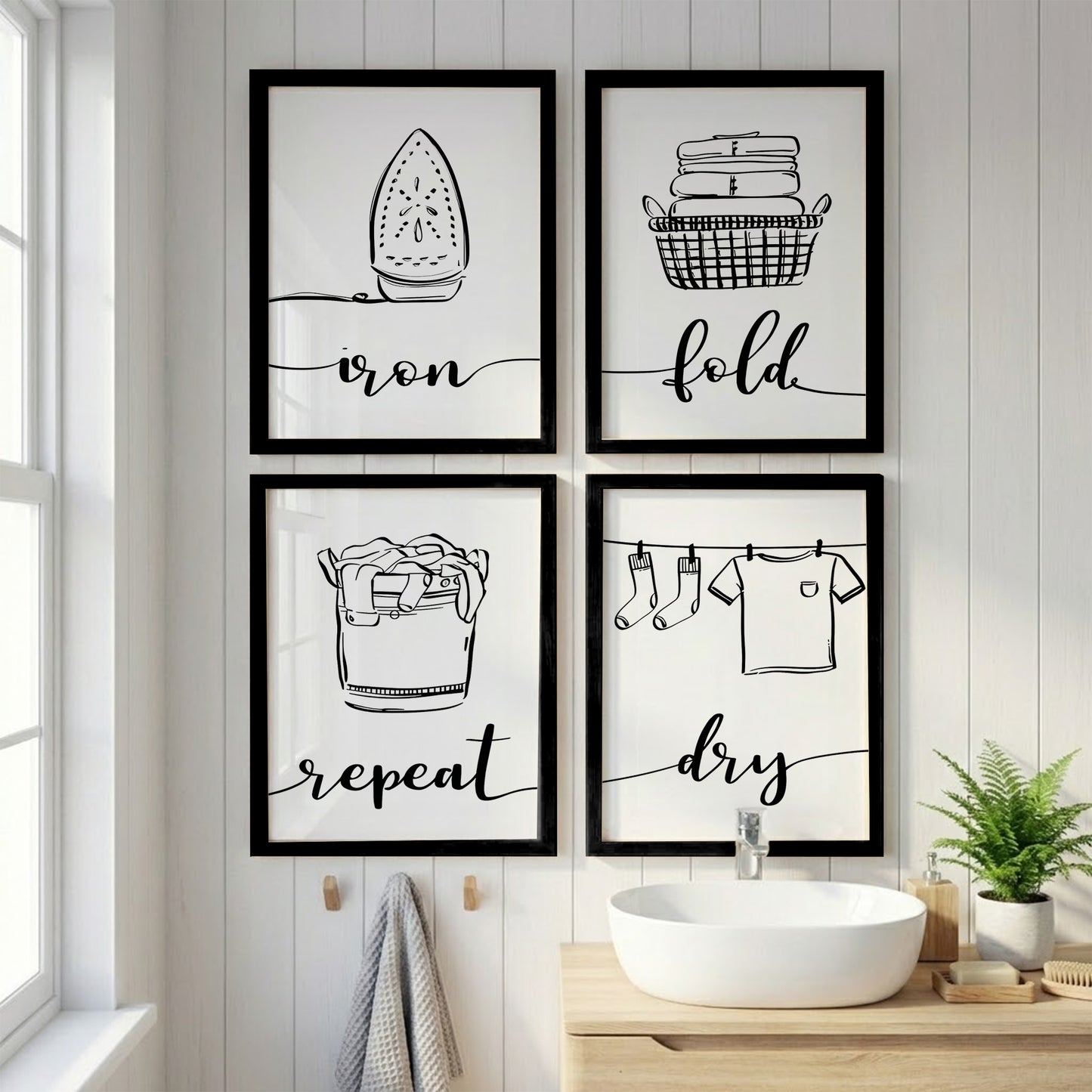 Laundry Routine Wall Frames Set of 4