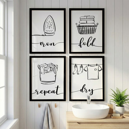 Laundry Routine Wall Frames Set of 4