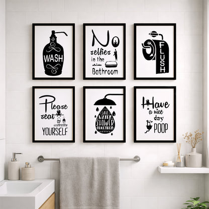 Bathroom Etiquette Wall Art Set of 6