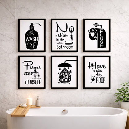 Bathroom Etiquette Wall Art Set of 6
