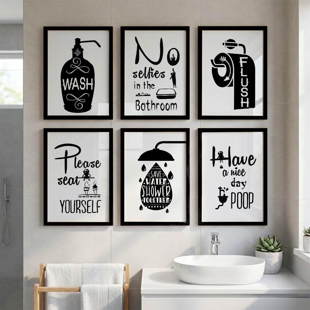 Bathroom Etiquette Wall Art Set of 6