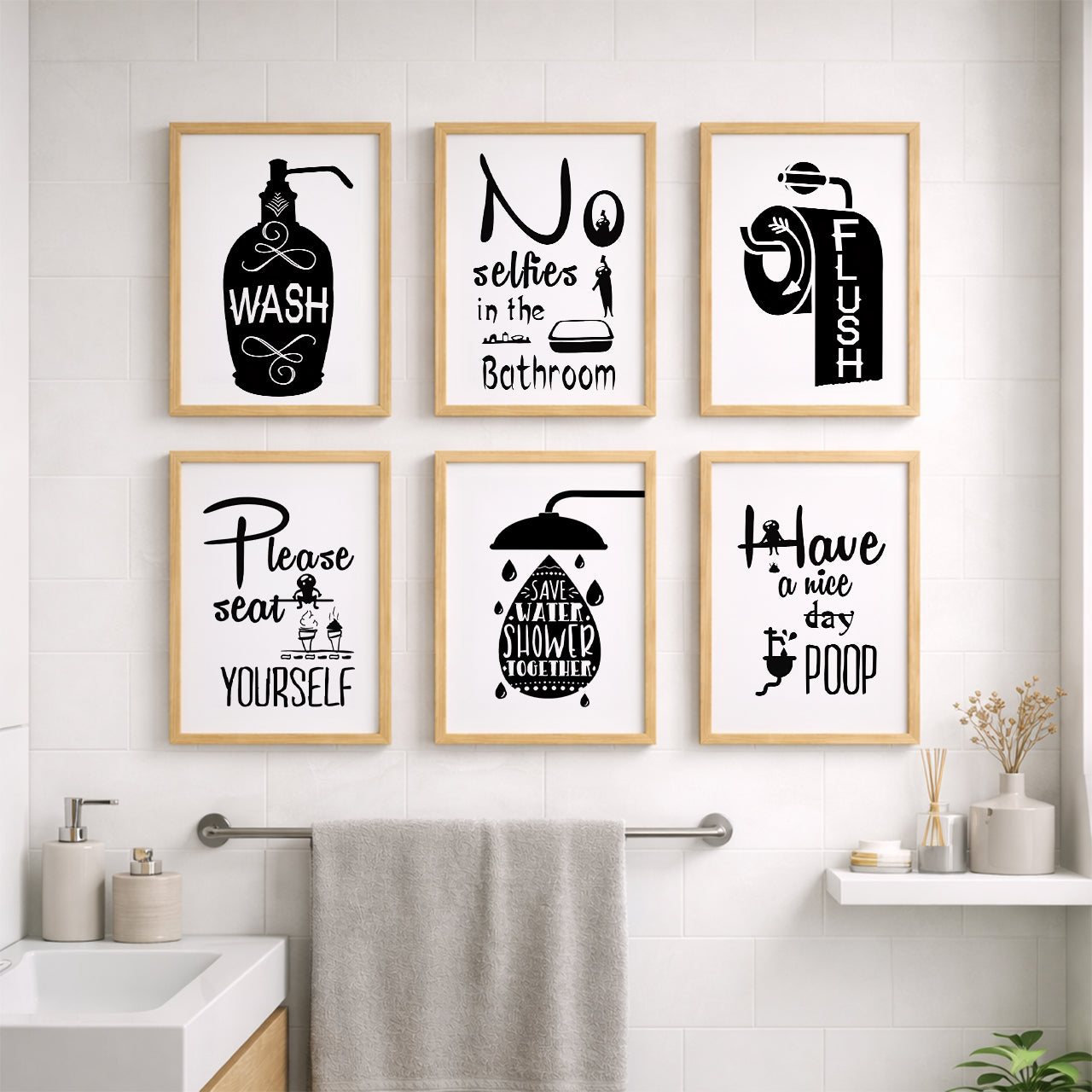 Bathroom Etiquette Wall Art Set of 6