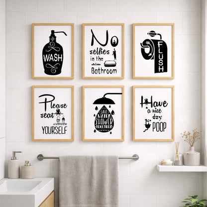 Bathroom Etiquette Wall Art Set of 6