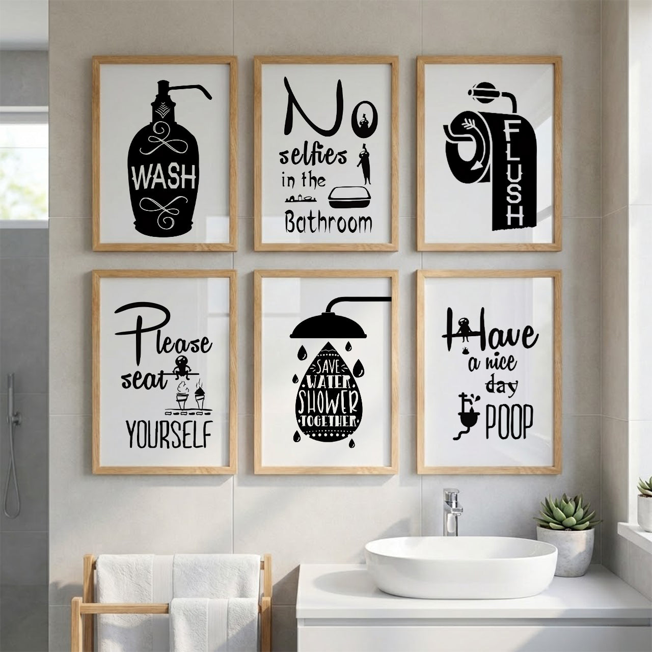 Bathroom Etiquette Wall Art Set of 6