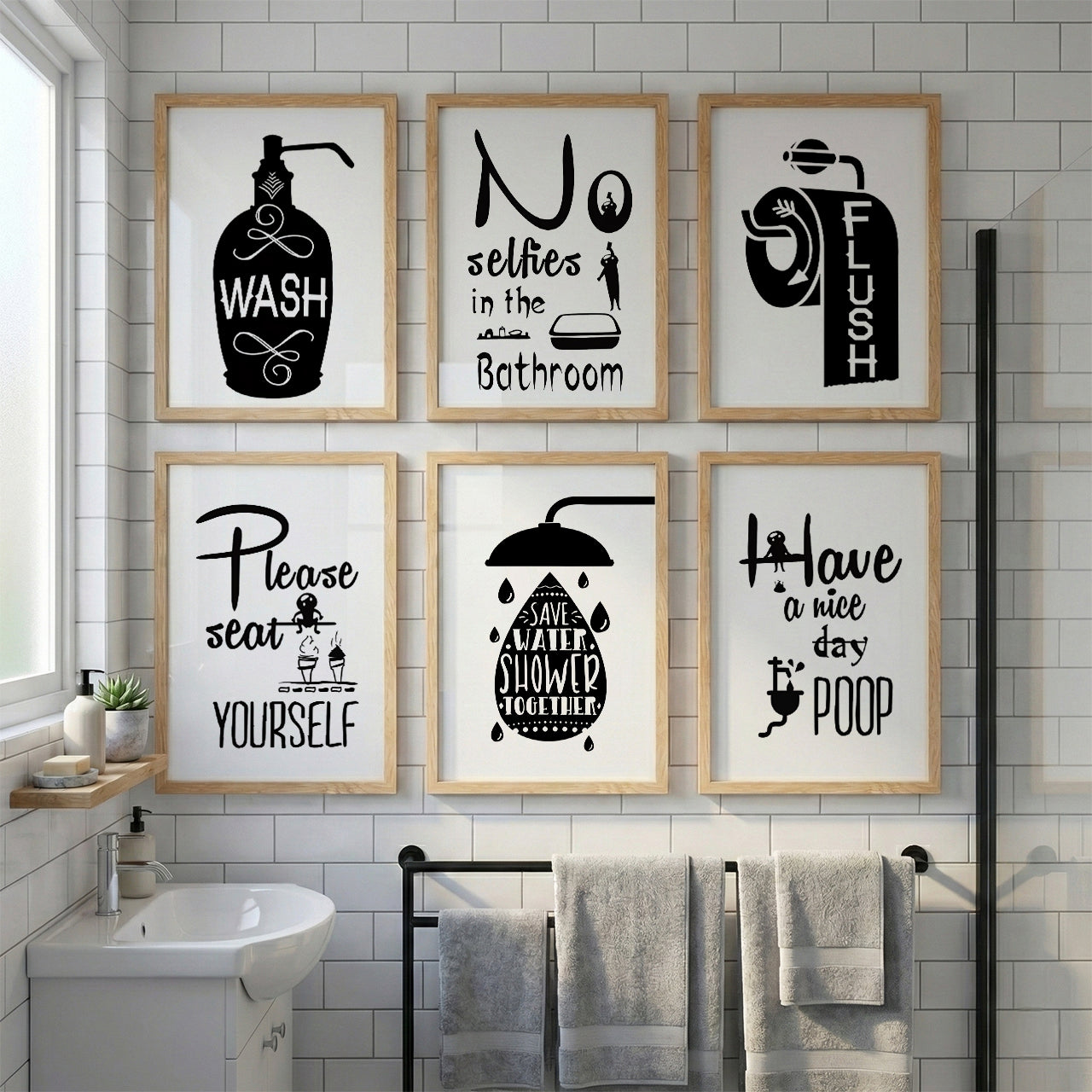 Bathroom Etiquette Wall Art Set of 6