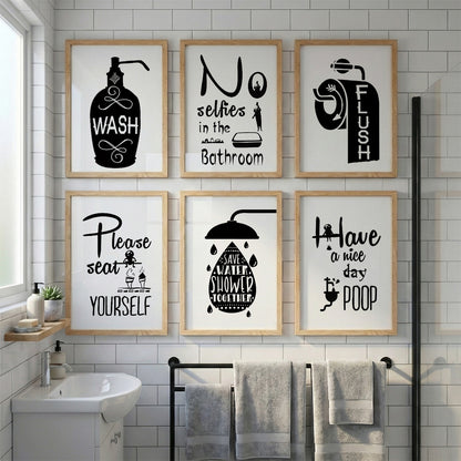 Bathroom Etiquette Wall Art Set of 6
