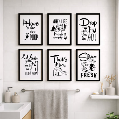 Bathroom Humor Wall Art Collection Set of 6