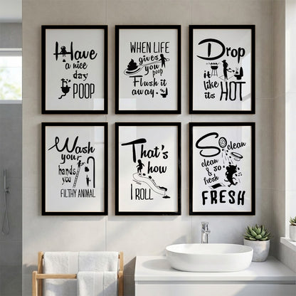 Bathroom Humor Wall Art Collection Set of 6