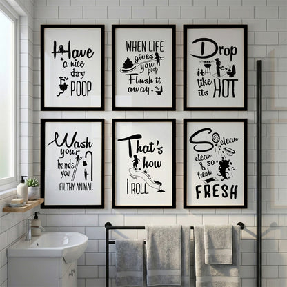 Bathroom Humor Wall Art Collection Set of 6